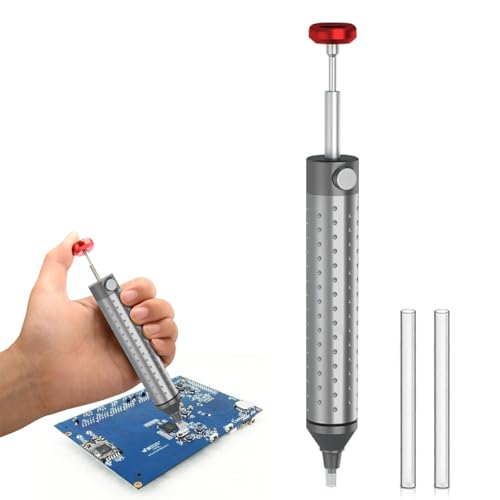 Serplex® Vacuum Desoldering Pump with 4PCS Cuttable Silicone Nozzle Tubes Aluminum Alloy Solder Sucker Removal Hand Tool for Soldering Welding Remover Serplex® Vacuum Desoldering Pump with 4PCS Cuttable Silicone Nozzle Tubes Aluminum Alloy Solder Sucker Removal Hand Tool for Soldering Welding Remover